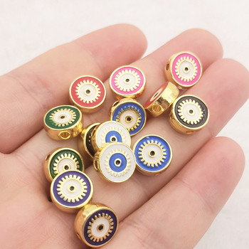 10 бр. Boho Style Cute Eye Charms Мъниста за бижута Колие Гривна Изработване на емайл Blue Eye Метален дизайнер Направи си сам аксесоари