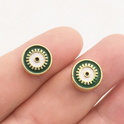 10db Boho Style Aranyos Eye Charms Gyöngyök ékszerhez Nyaklánc Karkötő Zománc készítés Kék szem fém tervezői barkács kiegészítők