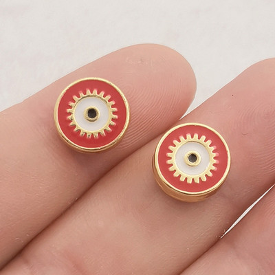 10db Boho Style Aranyos Eye Charms Gyöngyök ékszerhez Nyaklánc Karkötő Zománc készítés Kék szem fém tervezői barkács kiegészítők