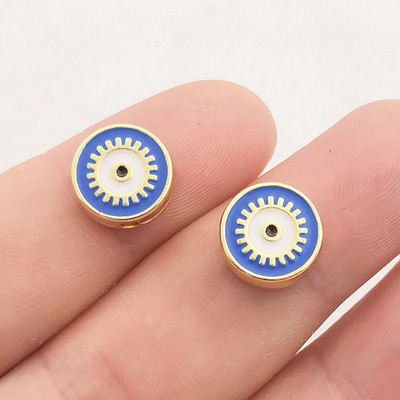 10db Boho Style Aranyos Eye Charms Gyöngyök ékszerhez Nyaklánc Karkötő Zománc készítés Kék szem fém tervezői barkács kiegészítők