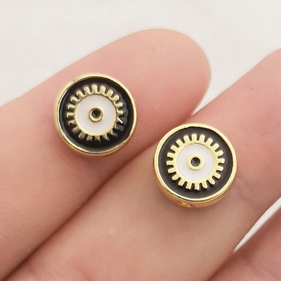10db Boho Style Aranyos Eye Charms Gyöngyök ékszerhez Nyaklánc Karkötő Zománc készítés Kék szem fém tervezői barkács kiegészítők