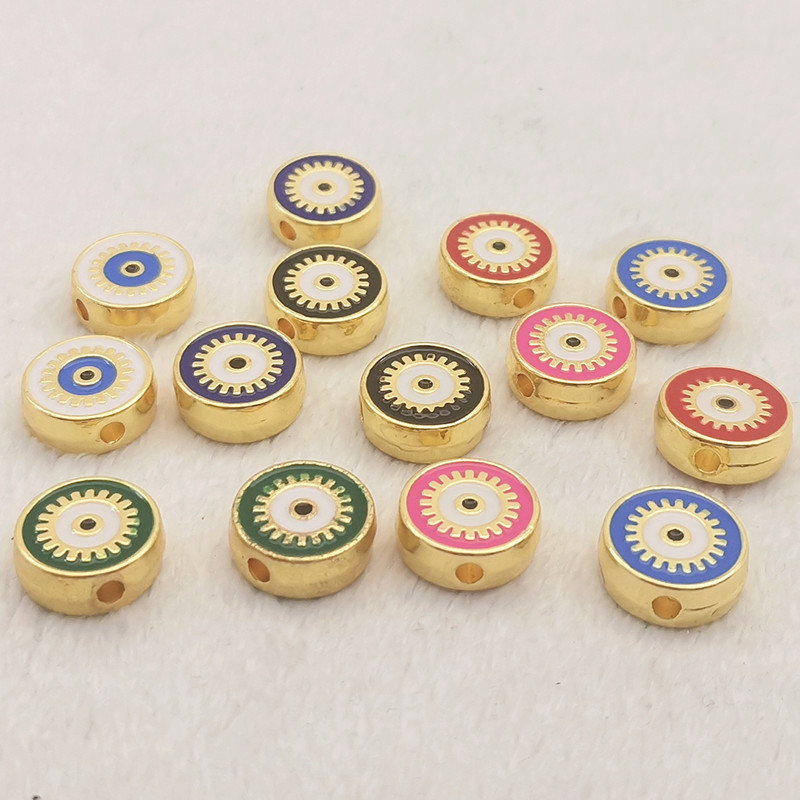 10db Boho Style Aranyos Eye Charms Gyöngyök ékszerhez Nyaklánc Karkötő Zománc készítés Kék szem fém tervezői barkács kiegészítők