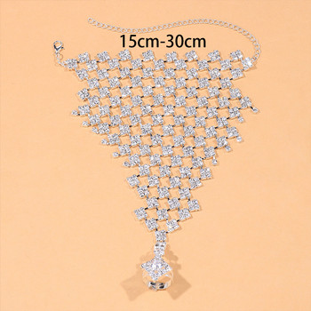 Stonefans Fashion Full Rhinestone Anklet Toe Ring Гривна за жени Bohemian Beach Crystal Finger Anklet Barefoot Foot Jewelry
