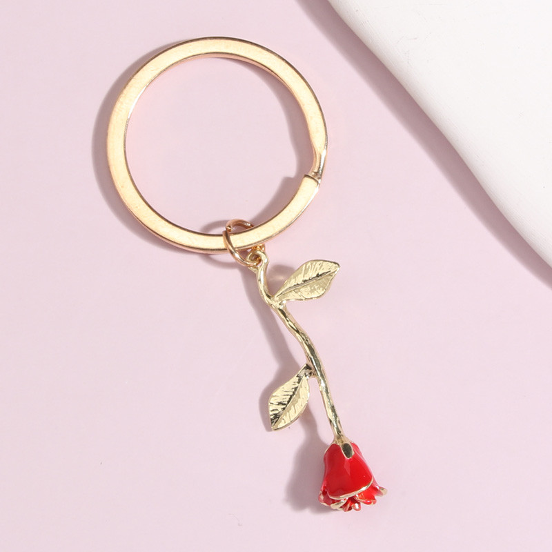Breloc emailat cu flori de trandafir Breloc de dragoste Breloc de dragoste Cadouri de Ziua Îndrăgostiților pentru iubitorii de cuplu Accesoriu poșetă Bijuterii DIY