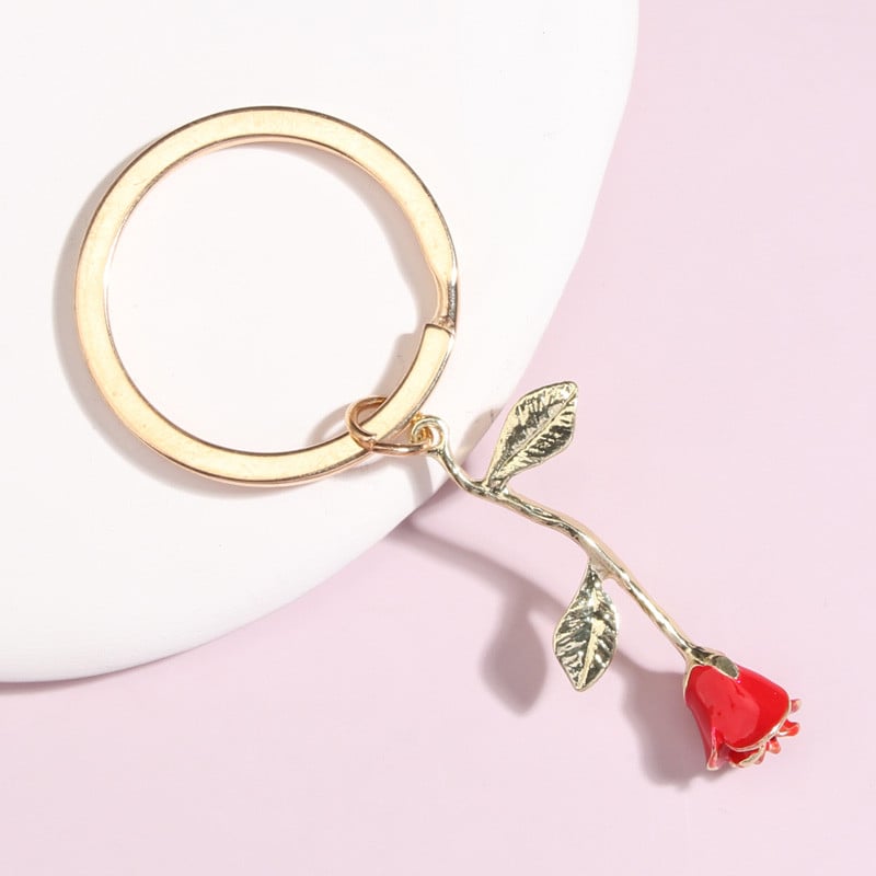 Breloc emailat cu flori de trandafir Breloc de dragoste Breloc de dragoste Cadouri de Ziua Îndrăgostiților pentru iubitorii de cuplu Accesoriu poșetă Bijuterii DIY