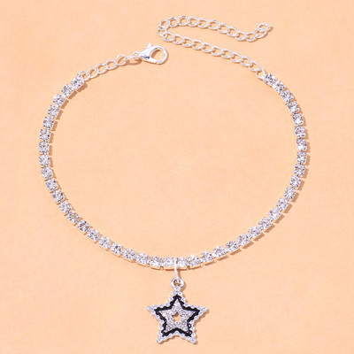 Stonefans Summer Women Hollow Strass Inimă gleznă En-gros Moda Beach Star Pandantiv gleznă Brățară Tenis Lanț Bijuterii