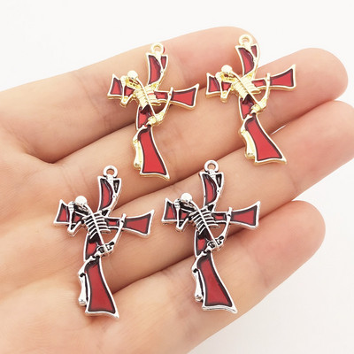 JINDINSP 8gab jauni 37*24mm cinka sakausējuma emaljas skelets krusta piekariņi kulons Fit kaklarota auskari DIY rotaslietu izgatavošanas piederumi