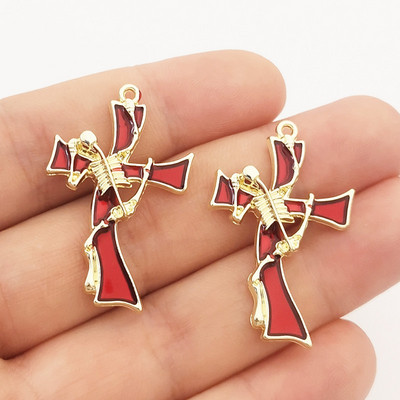 JINDINSP 8 ks Nové 37*24 mm Zliatina zinku Smalt Kostra Kríž Prívesky Prívesok Vhodný Náhrdelník Náušnice DIY Šperky Príslušenstvo