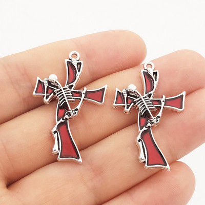 JINDINSP 8 ks Nové 37*24 mm Zliatina zinku Smalt Kostra Kríž Prívesky Prívesok Vhodný Náhrdelník Náušnice DIY Šperky Príslušenstvo