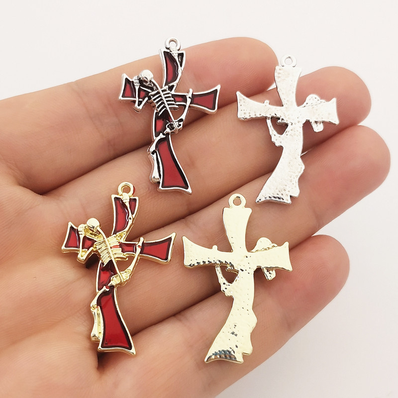 JINDINSP 8 ks Nové 37*24 mm Zliatina zinku Smalt Kostra Kríž Prívesky Prívesok Vhodný Náhrdelník Náušnice DIY Šperky Príslušenstvo