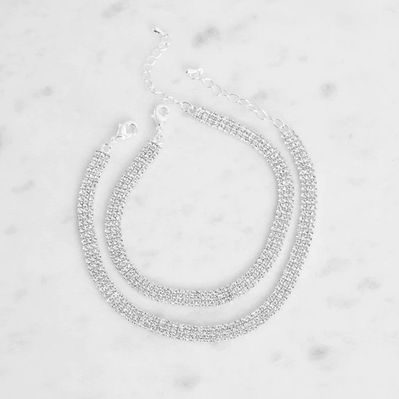 Stonefans 2 ks Bohomian Beach Rhinestone Anklet Set šperky pre ženy Letné trojvrstvové retiazkové náramky na nohu