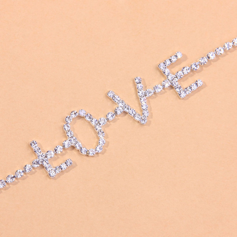Stonefans Fashion Words LOVE Bijuterii de gleznă cu strasuri pentru femei Lanț de tenis de cristal Brățări de gleznă cu cadou cu scrisoare