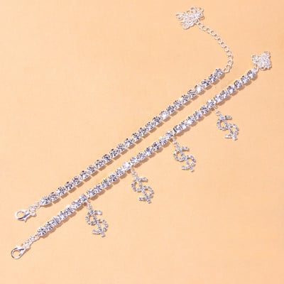 Stonefans 2 buc/set glezna cu strass dolar pentru femei Bijuterii Boho Accesorii de vara Tenis Picior Lant Bratara pe picior