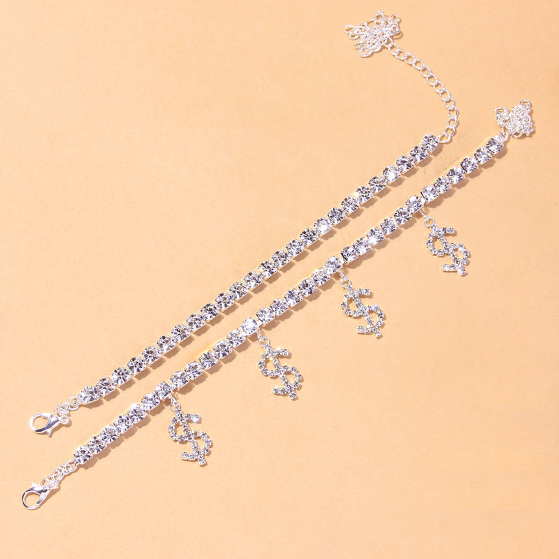 Stonefans 2 buc/set glezna cu strass dolar pentru femei Bijuterii Boho Accesorii de vara Tenis Picior Lant Bratara pe picior