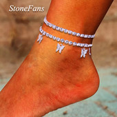 Stonefans 2 bucăți/set glezne cu strass fluture pentru femei, accesorii de vacanță cu ridicata, pandantiv, brățară de gleznă, bijuterii de vară