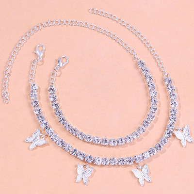 Stonefans 2 bucăți/set glezne cu strass fluture pentru femei, accesorii de vacanță cu ridicata, pandantiv, brățară de gleznă, bijuterii de vară