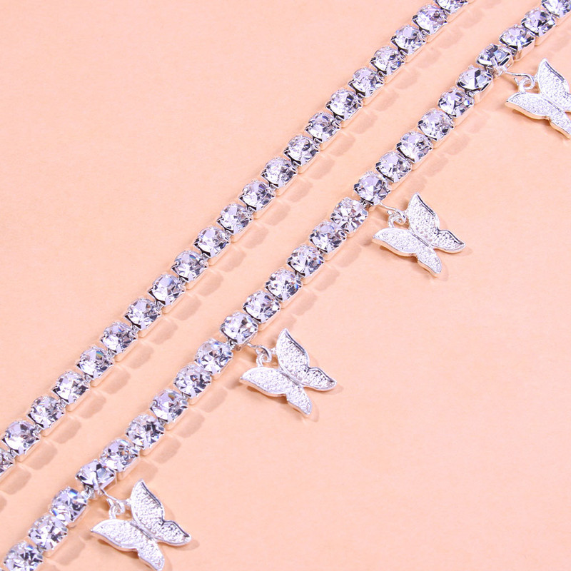 Stonefans 2 bucăți/set glezne cu strass fluture pentru femei, accesorii de vacanță cu ridicata, pandantiv, brățară de gleznă, bijuterii de vară