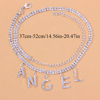 Stonefans Bohemian Angel Chain Letter Rhinestone Anklet for Women Summer Beach Crystal Multi Layer Anklet Гривна Бижута за крака