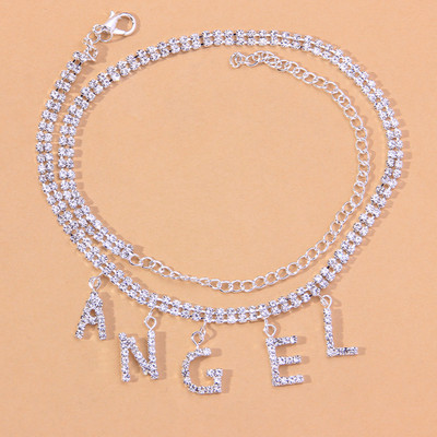 Stonefans, lanț de înger boem, literă, gleznă cu stras pentru femei, vară, plajă, cristal, gleznă cu mai multe straturi, bijuterii pentru picioare