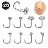 Leosoxs 1 buc. G23 titan Pin inele pentru nas floare de opal zircon inel pentru nas tija curbata in forma de S Piercing pentru nas fulger in forma de inima