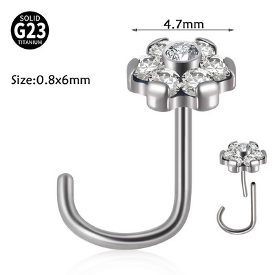 Leosoxs 1 buc. G23 titan Pin inele pentru nas floare de opal zircon inel pentru nas tija curbata in forma de S Piercing pentru nas fulger in forma de inima