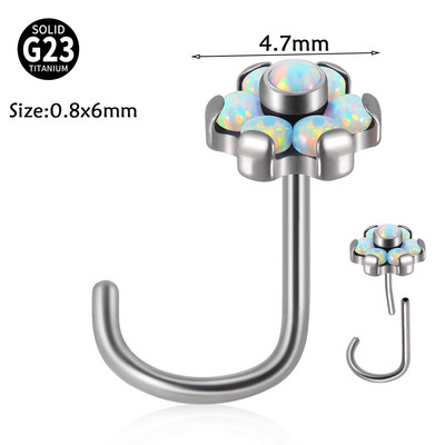 Leosoxs 1 buc. G23 titan Pin inele pentru nas floare de opal zircon inel pentru nas tija curbata in forma de S Piercing pentru nas fulger in forma de inima