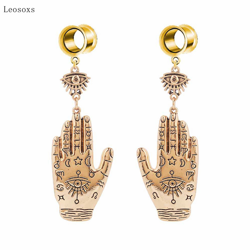 Leosoxs 2 bucăți pandantive retro europene și americane cu palmier lungi, bijuterii piercing rafinate