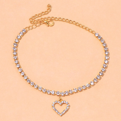 Stonefans Cute Heart Strass Charm gleznă Brățară Lanț de tenis Boemia Beach Desculț Love Heart Bratara gleznă Bijuterii