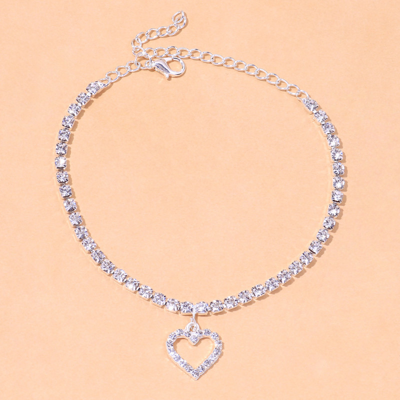 Stonefans Cute Heart Strass Charm gleznă Brățară Lanț de tenis Boemia Beach Desculț Love Heart Bratara gleznă Bijuterii