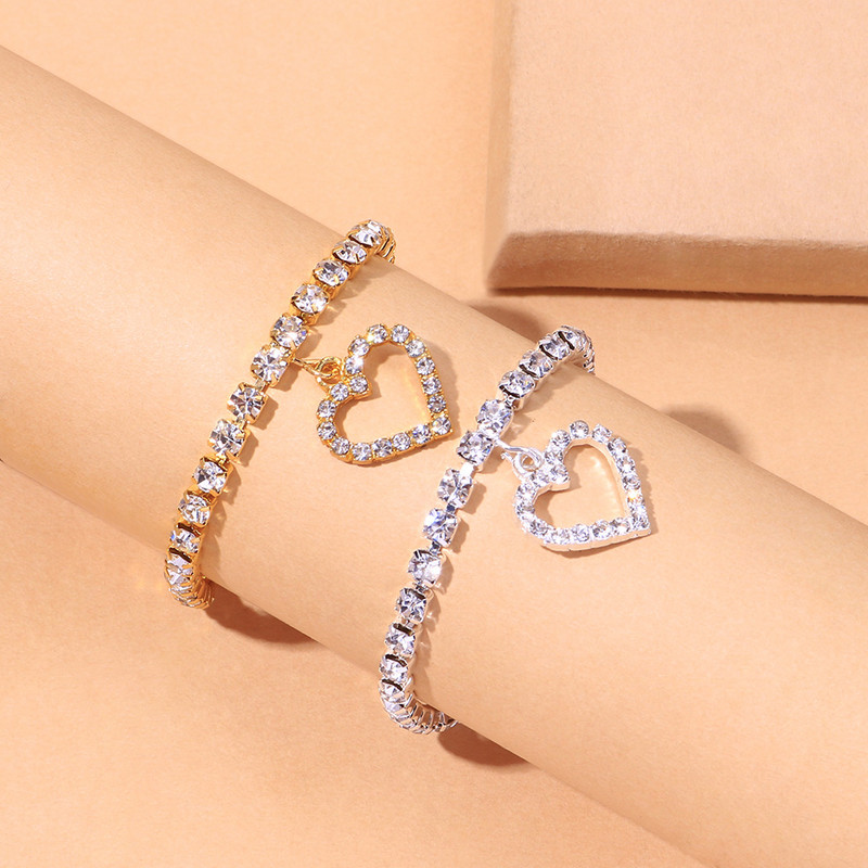 Stonefans Cute Heart Strass Charm gleznă Brățară Lanț de tenis Boemia Beach Desculț Love Heart Bratara gleznă Bijuterii