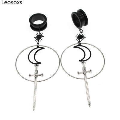 Leosoxs 1 pereche dopuri pentru urechi din oțel inoxidabil, tuneluri, cercei suspendați, expansori pentru urechi, 6-25 mm, bijuterii pentru piercing pentru corp Nou