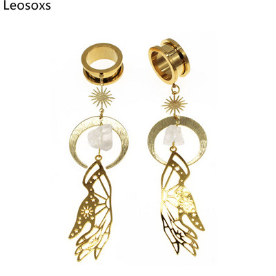 Leosoxs 1 pereche dopuri pentru urechi din oțel inoxidabil, tuneluri, cercei suspendați, expansori pentru urechi, 6-25 mm, bijuterii pentru piercing pentru corp Nou