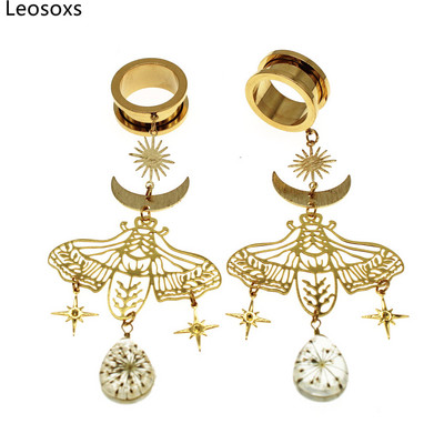 Leosoxs 1 pereche dopuri pentru urechi din oțel inoxidabil, tuneluri, cercei suspendați, expansori pentru urechi, 6-25 mm, bijuterii pentru piercing pentru corp Nou