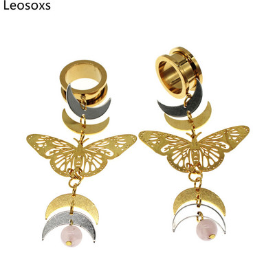 Leosoxs 1 pereche dopuri pentru urechi din oțel inoxidabil, tuneluri, cercei suspendați, expansori pentru urechi, 6-25 mm, bijuterii pentru piercing pentru corp Nou