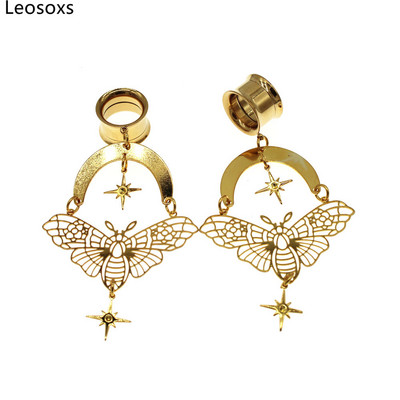 Leosoxs 1 pereche dopuri pentru urechi din oțel inoxidabil, tuneluri, cercei suspendați, expansori pentru urechi, 6-25 mm, bijuterii pentru piercing pentru corp Nou