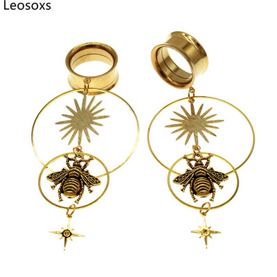 Leosoxs 1 pereche dopuri pentru urechi din oțel inoxidabil, tuneluri, cercei suspendați, expansori pentru urechi, 6-25 mm, bijuterii pentru piercing pentru corp Nou