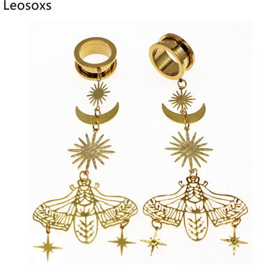 Leosoxs 1 pereche dopuri pentru urechi din oțel inoxidabil, tuneluri, cercei suspendați, expansori pentru urechi, 6-25 mm, bijuterii pentru piercing pentru corp Nou