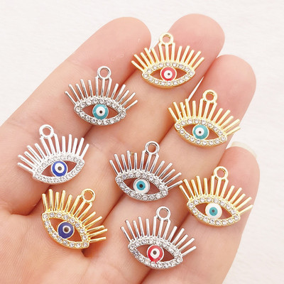 10τμχ Εξαιρετικό στρας Evil Eye Charms Για Κολιέ Βραχιόλια Σκουλαρίκια Χειροποίητα Αξεσουάρ Κατασκευής Κοσμημάτων DIY