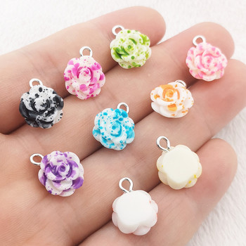 Нови 30 бр. Resin Rose Charm Емайлирана смола Червена роза Charm висулки за жени Направи си сам гривна, ключодържател, мъниста, намиране на бижута, ежедневен подарък