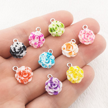 Нови 30 бр. Resin Rose Charm Емайлирана смола Червена роза Charm висулки за жени Направи си сам гривна, ключодържател, мъниста, намиране на бижута, ежедневен подарък