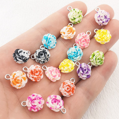 Jauni 30 gab. Resin Rose Charm Emalja Resin Red Rose Charm Kuloni Sievietēm Diy Rokassprādzes Atslēgu piekariņi Pērlītes Rotaslietas Meklējot ikdienas Dāvanu