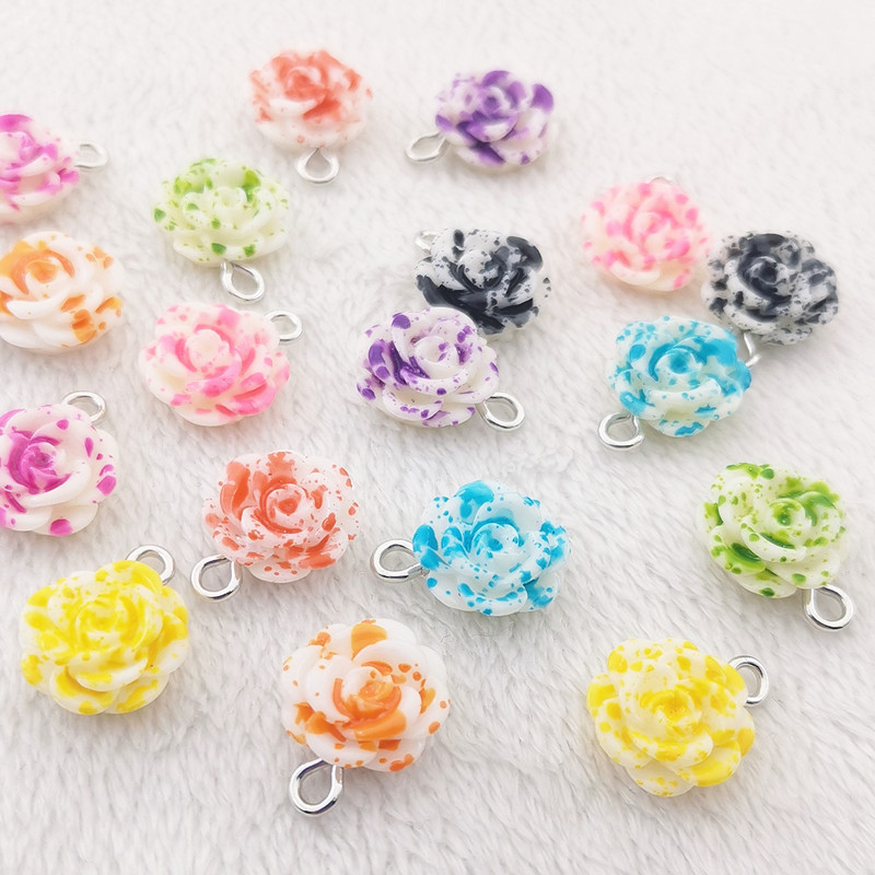 30 de bucăți Breloc cu trandafiri din rășină Smalț din rășină cu trandafir roșu Pandantive pentru femei Brățară bricolaj Breloc Mărgele Bijuterii Găsirea unui cadou zilnic