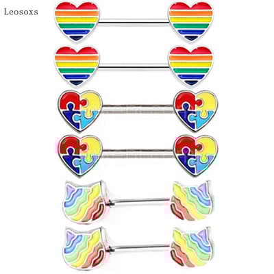 Piercingové šperky Leosoxs 2 ks, nové, sladké, z nehrdzavejúcej ocele, s broskyňovým srdcom.