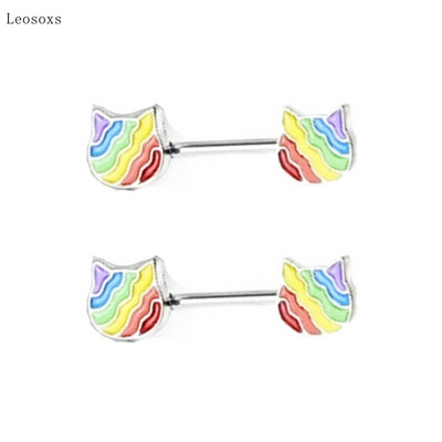 Piercingové šperky Leosoxs 2 ks, nové, sladké, z nehrdzavejúcej ocele, s broskyňovým srdcom.