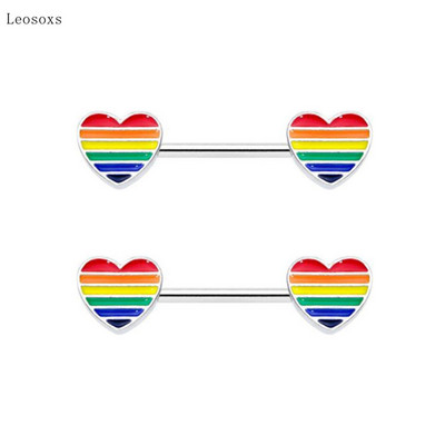 Piercingové šperky Leosoxs 2 ks, nové, sladké, z nehrdzavejúcej ocele, s broskyňovým srdcom.
