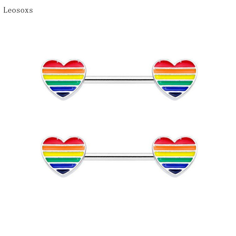 Piercingové šperky Leosoxs 2 ks, nové, sladké, z nehrdzavejúcej ocele, s broskyňovým srdcom.