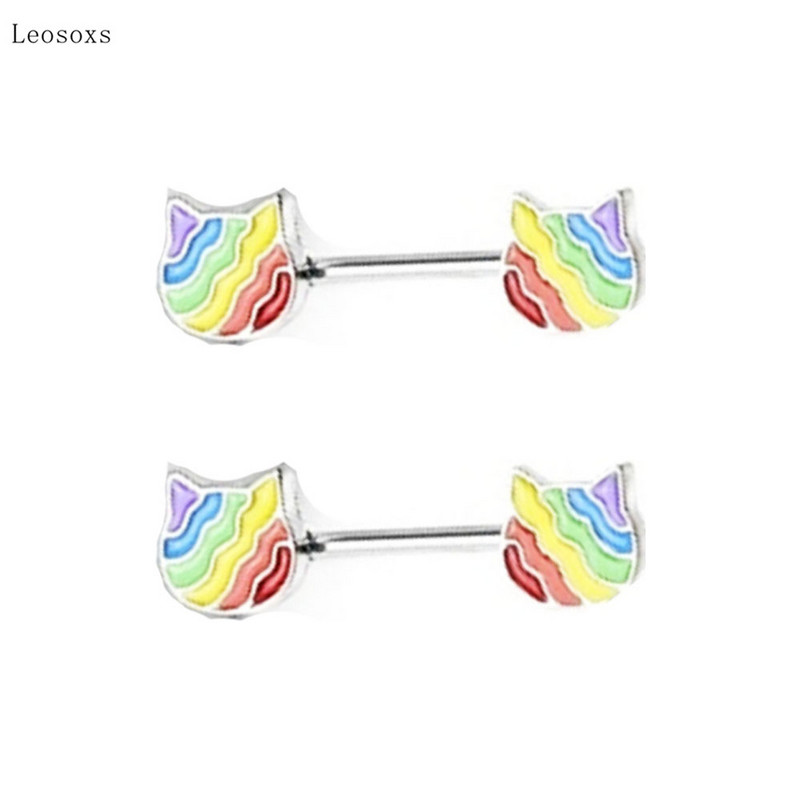 Piercingové šperky Leosoxs 2 ks, nové, sladké, z nehrdzavejúcej ocele, s broskyňovým srdcom.