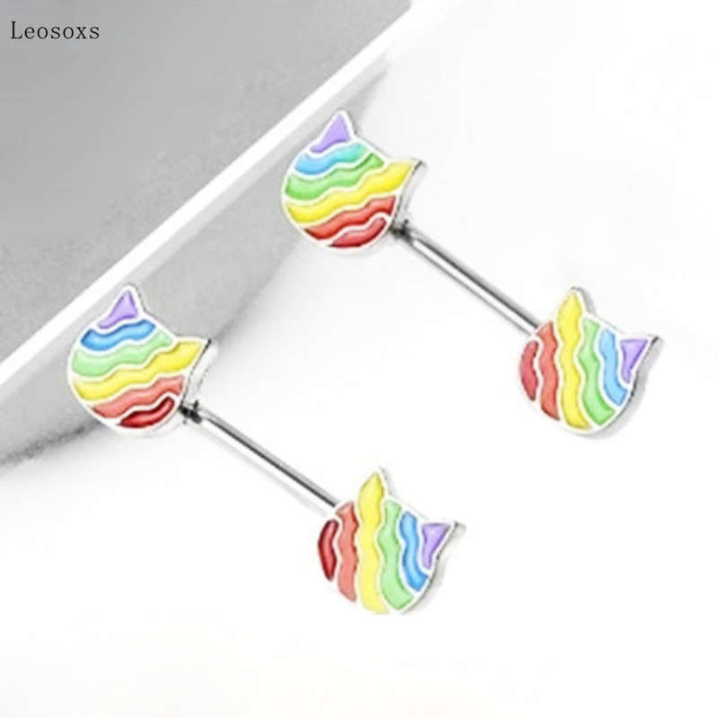 Piercingové šperky Leosoxs 2 ks, nové, sladké, z nehrdzavejúcej ocele, s broskyňovým srdcom.