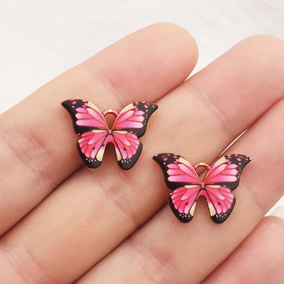 10 bucăți 22x15mm fluturi colorați brelocuri pandantiv email email mici brelocuri colier brățară bricolaj bijuterii accesorii