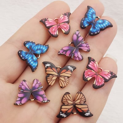 10 bucăți 22x15mm fluturi colorați brelocuri pandantiv email email mici brelocuri colier brățară bricolaj bijuterii accesorii